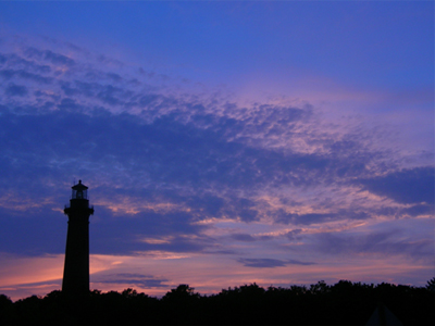 Sunset over the Currituck Beach Lighthouse in Corolla, North Carolina