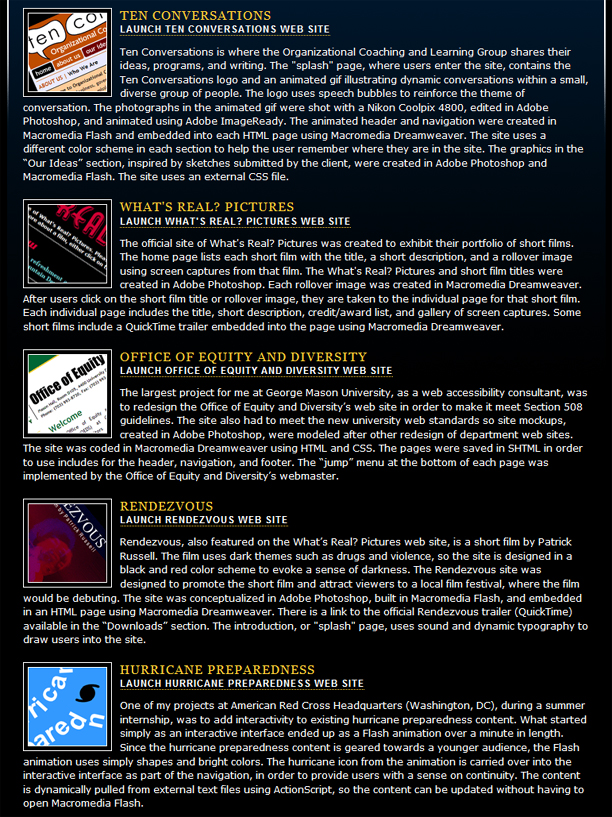 This is the second of two screen shots of the Interactive Design page that have been optimized for print