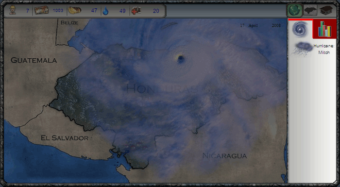 Screenshot of the hurricane simulation sidebar
