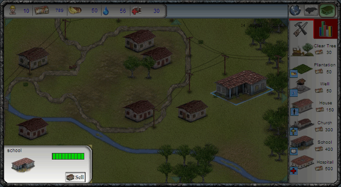 Screenshot of a building status box