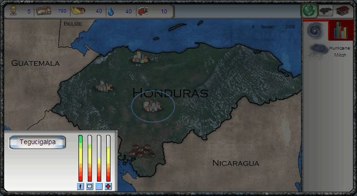Screenshot of a city status box