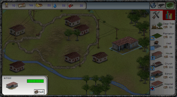 Screenshot of a village status box